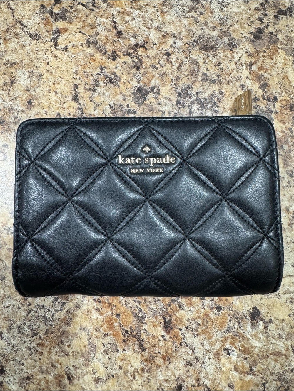 kate spade Black Quilted Leather  Wallet EUC